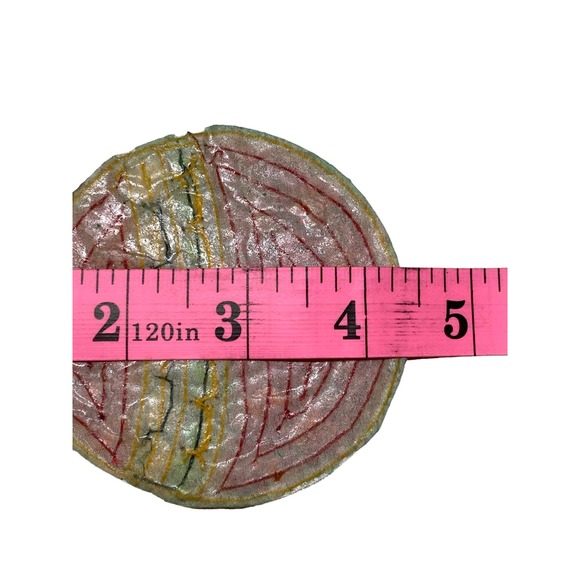 Vintage Sequined Beaded Christmas Red Round Ornament Hand Made Stocking Garments - Picture 3 of 4